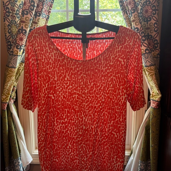 Chico's Tops - Chico's Vibrant Orange and White Geometric Blouse